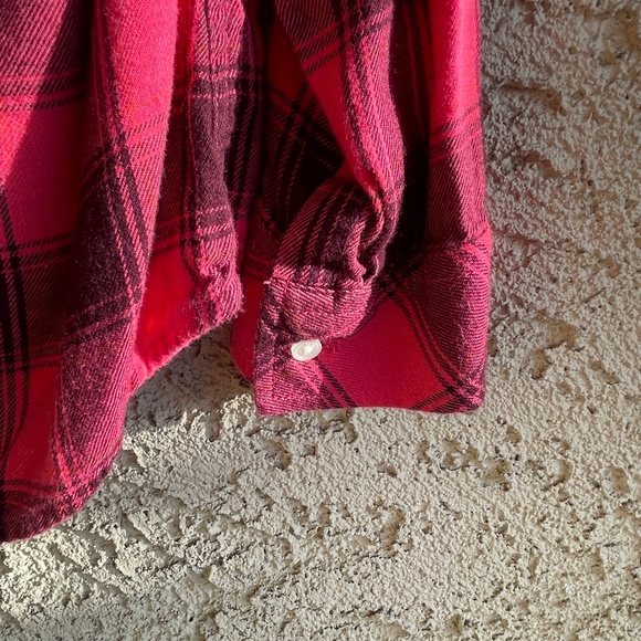 GAP | Women’s Long Sleeve Plaid Button-Up Flannel Shirt Pink Burgundy MEDIUM - Picture 8 of 14